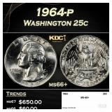 1964-p Washington Quarter 25c ms66+ SEGS