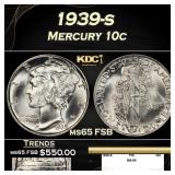 1939-s Mercury Dime 10c ms65 FSB SEGS