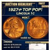 1927-p Lincoln Cent TOP POP! 1c ms68 rd SEGS