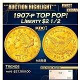 1907-p Gold Liberty Quarter Eagle TOP POP! $2 1/2