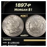 1897-p Morgan Dollar $1 Grades ms65+