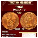 1908 Indian Cent . 1c ms65+ rd SEGS