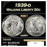 1939-d Walking Liberty Half Dollar 50c ms66+ SEGS