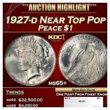 1927-d Peace Dollar Near Top Pop $1 ms65+ SEGS
