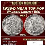 1939-d Walking Liberty Half Dollar Near Top Pop 50