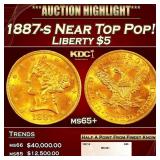 1887-s Gold Liberty Half Eagle Near Top Pop! $5 ms