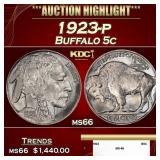 1923-p Buffalo Nickel 5c ms66 SEGS