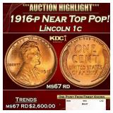 1916-p Lincoln Cent Near Top Pop! 1c ms67 rd SEGS