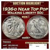 1936-d Walking Liberty Half Dollar Near Top Pop 50