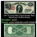 1917 $1 Large Size Legal Tender Note Grades Select