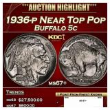 1936-p Buffalo Nickel Near Top Pop 5c ms67+ SEGS