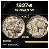 1937-s Buffalo Nickel 5c Grades ms66