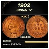 1902 Indian Cent . 1c Grades ms64 rd