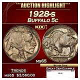 1928-s Buffalo Nickel 5c ms65 SEGS