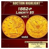 1882-p Gold Liberty Half Eagle $5 ms62 USCG
