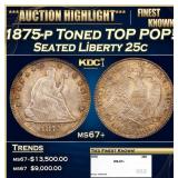 1875-p Seated Liberty Quarter Toned TOP POP! 25c m