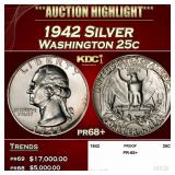 1942 Proof Washington Quarter Silver 25c pr68+ SEG