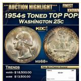 1954-s Washington Quarter Toned TOP POP! 25c ms68+