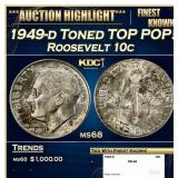 1949-d Roosevelt Dime Toned TOP POP! 10c ms68 SEGS