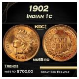 1902 Indian Cent . 1c Grades ms65 rd