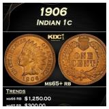 1906 Indian Cent 1c Grades ms65+ rb