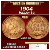 1904 Indian Cent . 1c ms66 rd SEGS