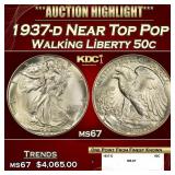 1937-d Walking Liberty Half Dollar Near Top Pop 50