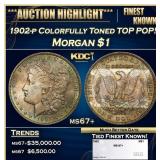 1902-p Morgan Dollar Colorfully Toned TOP POP! $1