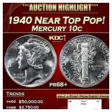 1940 Proof Mercury Dime Near Top Pop! 10c pr68+ SE