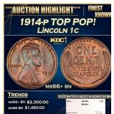 1914-p Lincoln Cent TOP POP! 1c ms66+ bn SEGS