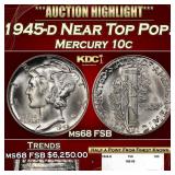1945-d Mercury Dime Near Top Pop! 10c ms68 FSB SEG