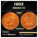 1903 Indian Cent . 1c Grades ms65 rd