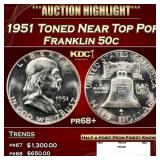 1951 Proof Franklin Half Dollar Toned Near Top Pop