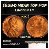1938-d Lincoln Cent Near Top Pop 1c ms67 rd SEGS