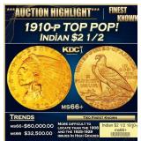 1910-p Gold Indian Quarter Eagle TOP POP! $2 1/2 m