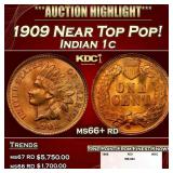 1909 Indian Cent Near Top Pop! 1c ms66+ rd SEGS