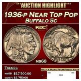 1936-p Buffalo Nickel Near Top Pop 5c ms68 SEGS
