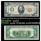 1934A $20 FRN Hawaii WWII Emergency Currency Grade