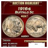 1916-s Buffalo Nickel 5c ms64+ SEGS