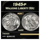 1945-p Walking Liberty Half Dollar 50c Grades ms66