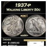 1937-p Walking Liberty Half Dollar 50c ms66+ SEGS
