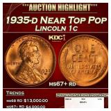1935-d Lincoln Cent Near Top Pop 1c ms67+ rd SEGS