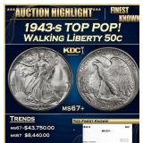 1943-s Walking Liberty Half Dollar TOP POP! 50c ms