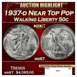 1937-d Walking Liberty Half Dollar Near Top Pop 50