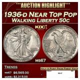 1936-d Walking Liberty Half Dollar Near Top Pop 50
