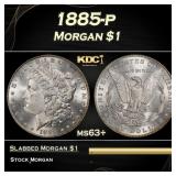 1885-p Morgan Dollar $1 Grades ms63+