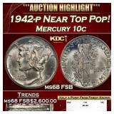 1942-p Mercury Dime Near Top Pop! 10c ms68 FSB SEG