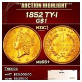 1852 Gold Dollar TY-I $1 ms66+ SEGS