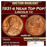 1931-s Lincoln Cent Near Top Pop! 1c ms66 rd SEGS
