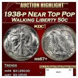1938-p Walking Liberty Half Dollar Near Top Pop 50